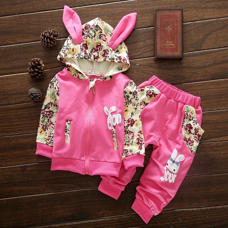 Full Sleeve Floral Print Hoodie Style Jacket and Trouser Set