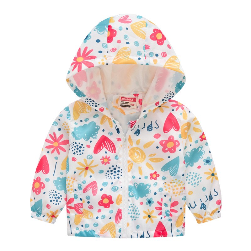 Printed pattern hooded jacket or windcheaters for baby girl