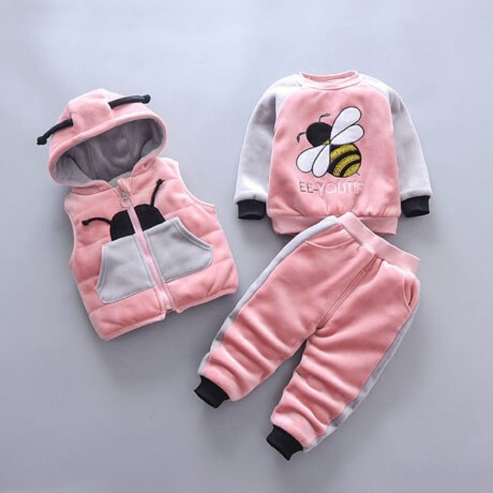 Bee Thick Three Piece Winter Wear For baby girl