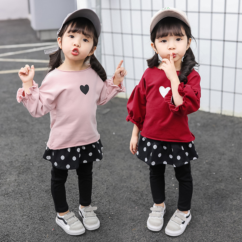 Korean or western style leisure two-piece sporty Leggings Pantskirt suit set for baby girl