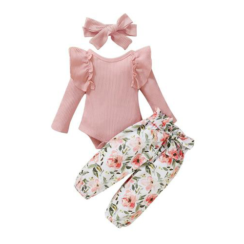 Long Sleeve Knitted Romper Set with trouser for Baby Girl - 2