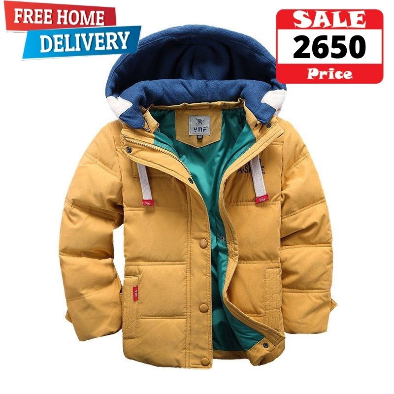 Hooded down jacket for baby boys