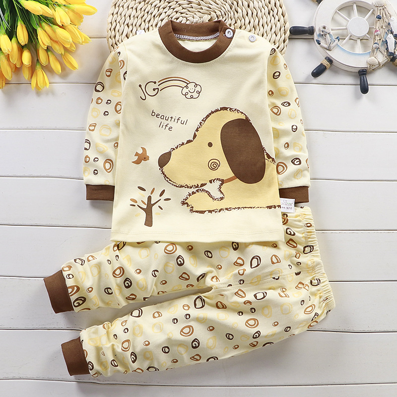 Long sleeve cotton pajamas set for baby boys