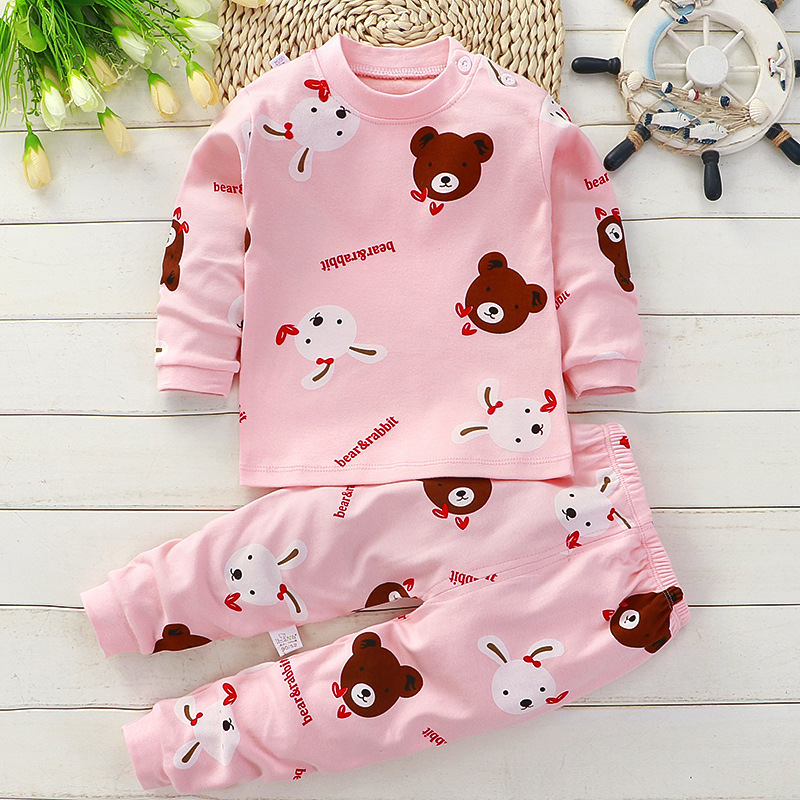 Bear and rabbit printed pajama set