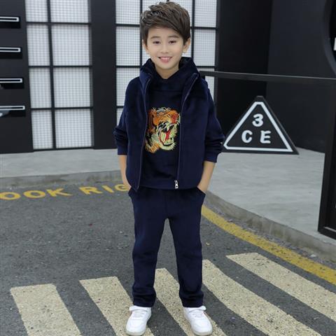 Korean style three-piece baby boy set with tiger print