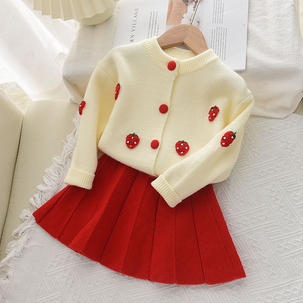 Korean Style Cute Knitted Sweater Two-piece Suit With Fruits