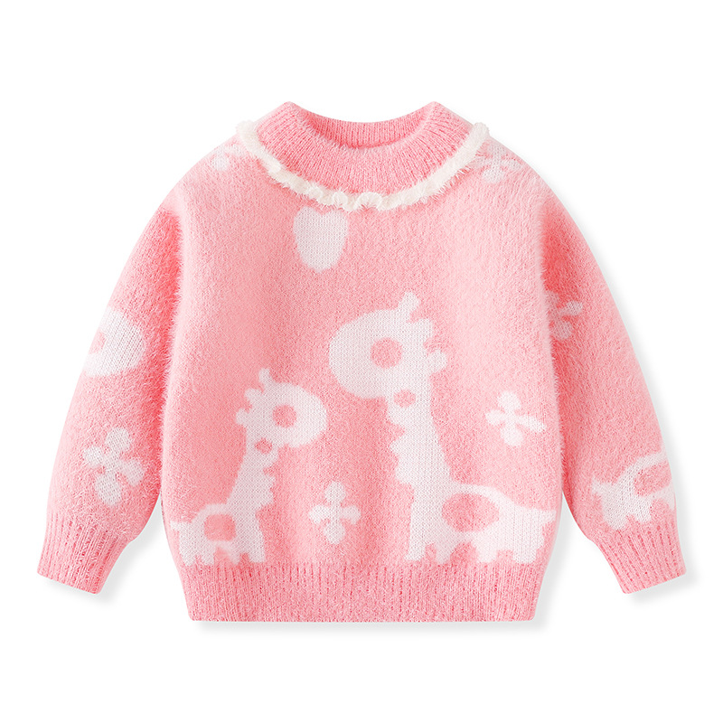 Korean Style Knitted Cute Sweater With Giraffe Print