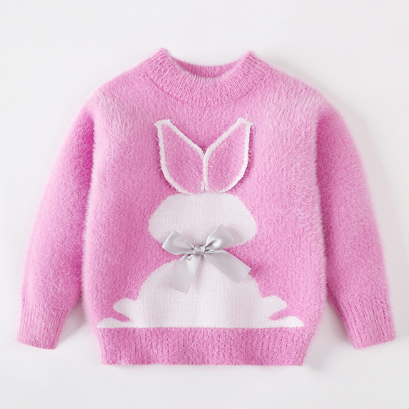 Korean style knitted cute sweater with rabbit print