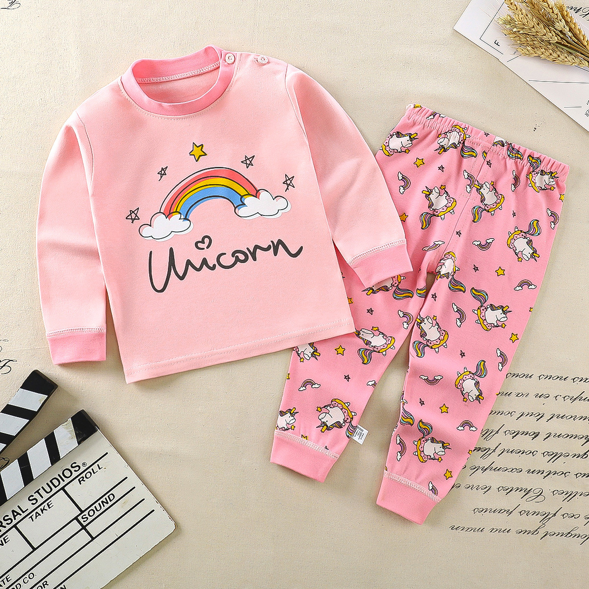 Rainbow unicorn printed Pajama Set
