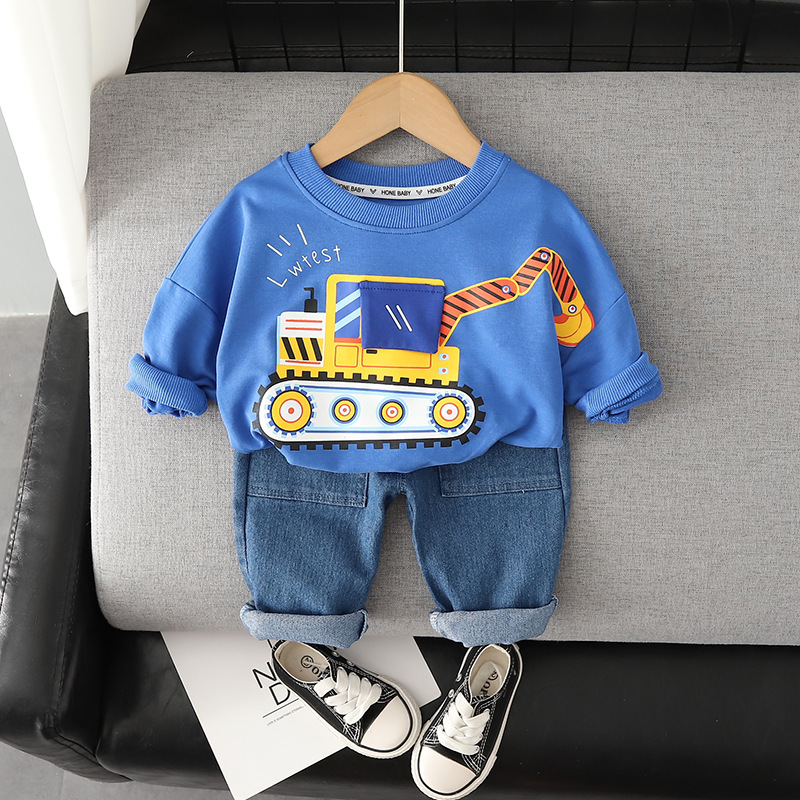 Excavator Printed T-shirt and Soft Jeans Pants Set
