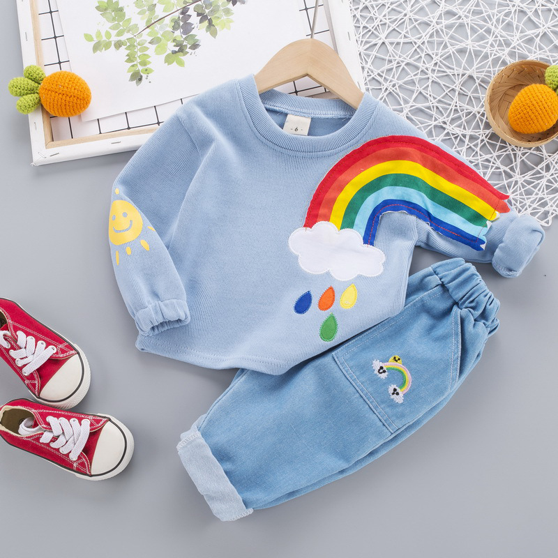 Rainbow Printed T-shirt and Soft Jeans Pants