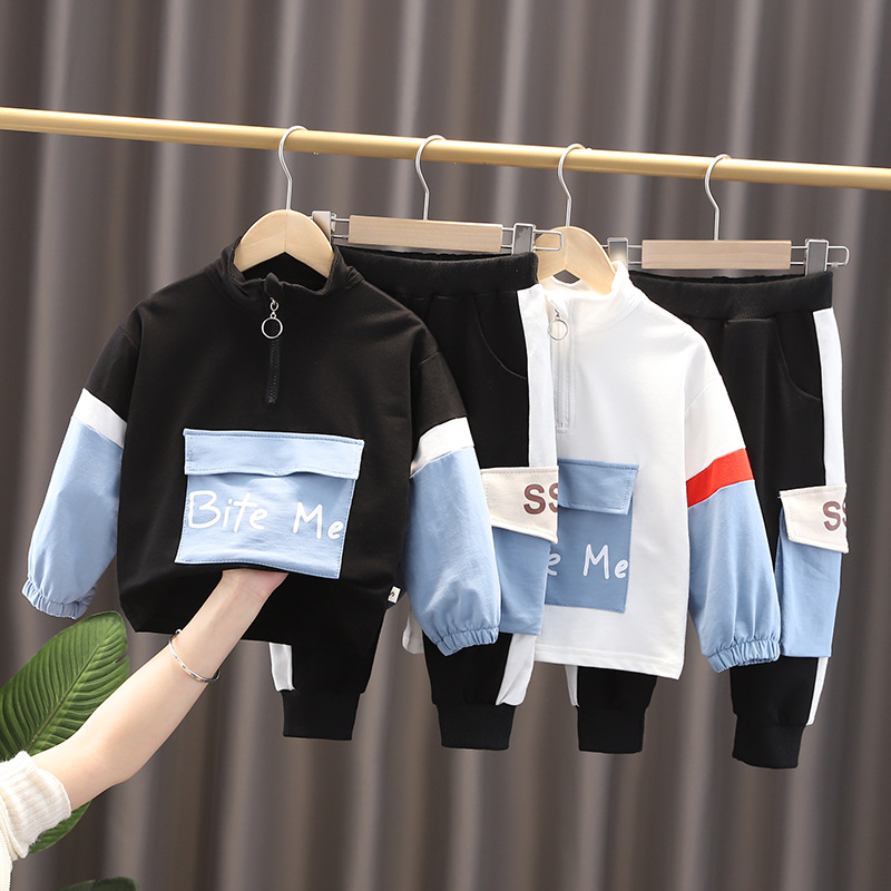 Korean Style Big Pocket Style T-shirt and Trouser Set for Boys