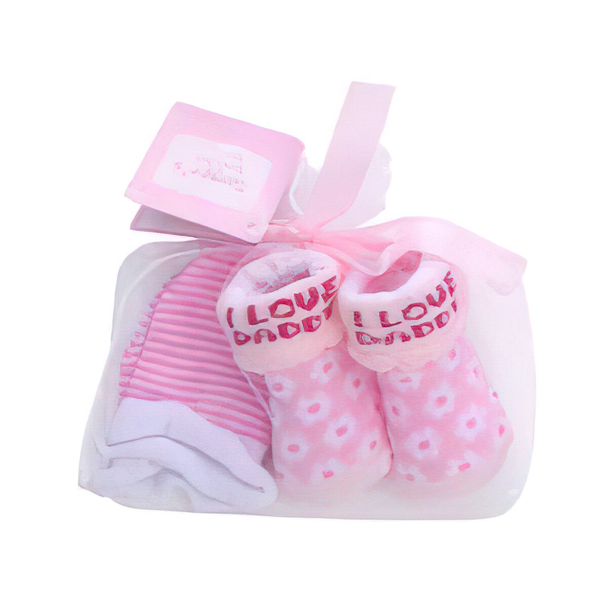 New born socks and Mitten with I love Daddy Print