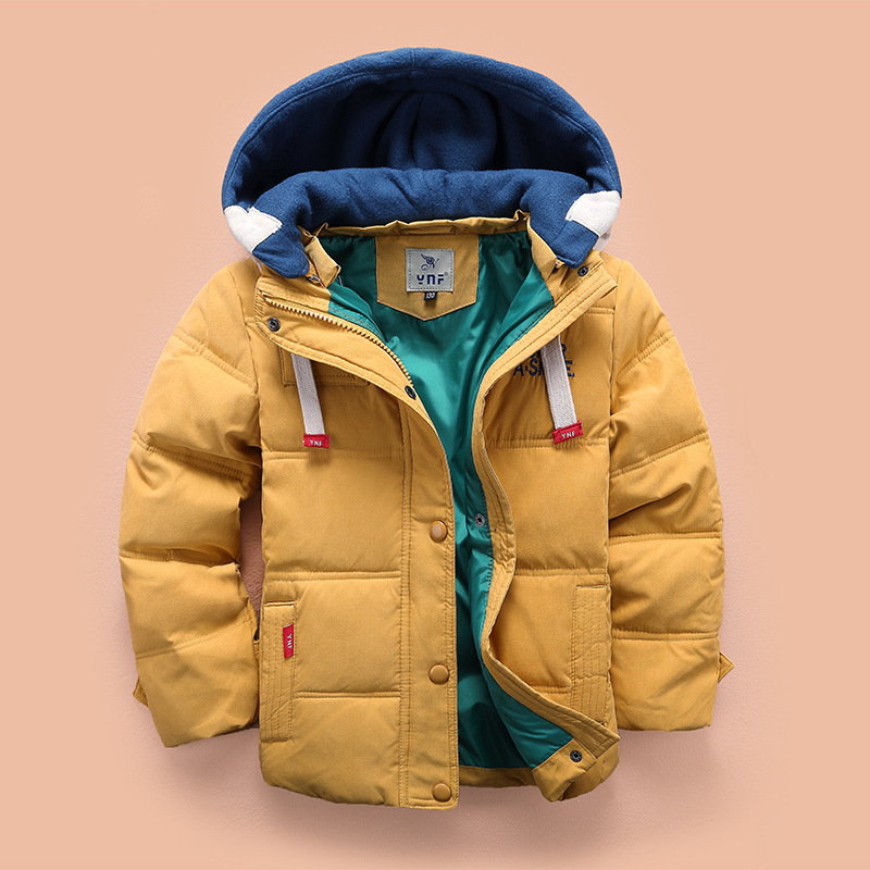 Korean Style Boys Detachable Hooded Down Jacket For Winter