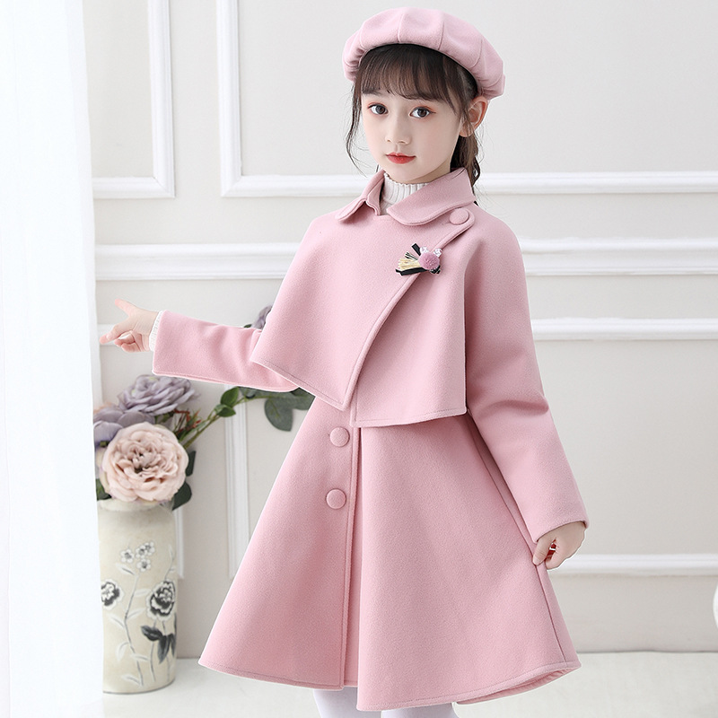 Warm Winter Suit Style Two Piece Party Dress For Girls With Cap