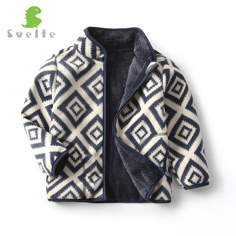Square Box Printed Fleece Polar Jacket For Baby Boy And Girl Suitable For Winter, Spring And Autumn