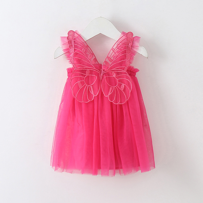 Three Dimensional Butterfly Angel Wings Fluffy Mesh Princess Dress Skirt For Baby Girl