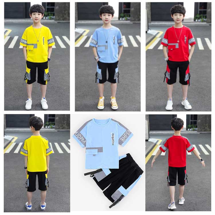 Korean Style Trending Summer Short-Sleeved T-shirt And Shorts for Big Boys