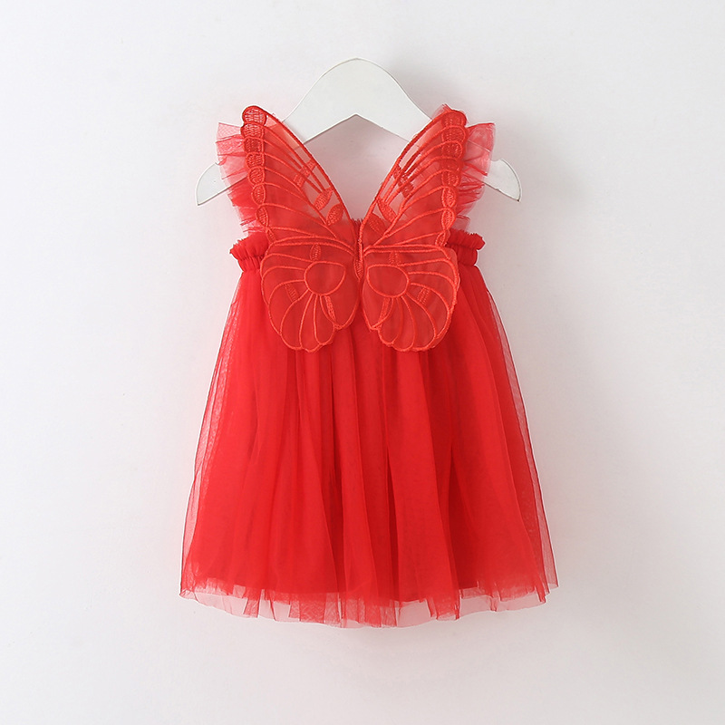 Baby Girl Three Dimensional Butterfly Angel Wings Fluffy Mesh Princess Dress Skirt