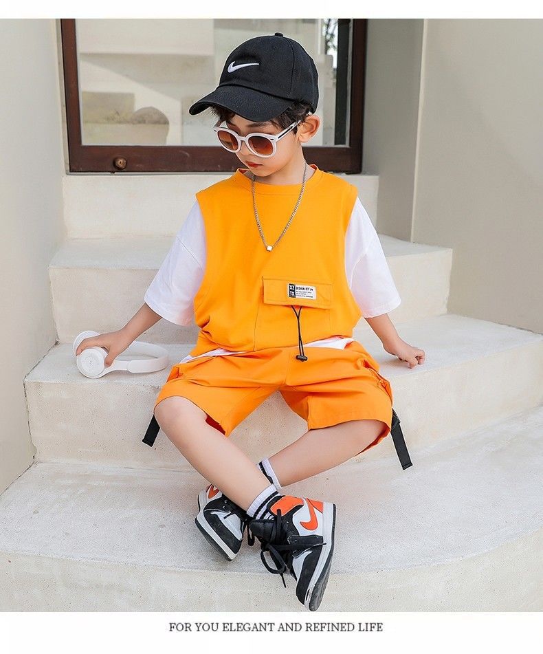 Boys Korean Style Summer Loose Stylish T-Shirt And Half Pants Set