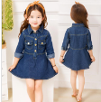 Girls Full Sleeve Soft Jeans One Piece Casual Dress 