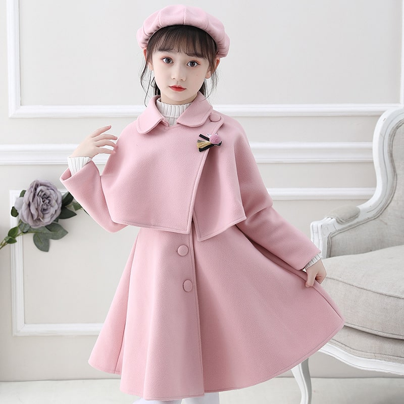 Winter Suit Style Two Piece Party Dress For Girls With Cap