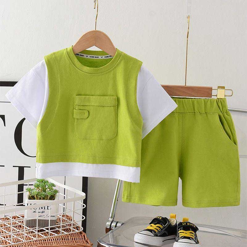 Vest Style Stylish Summer T-Shirt And Shorts Set For Boys