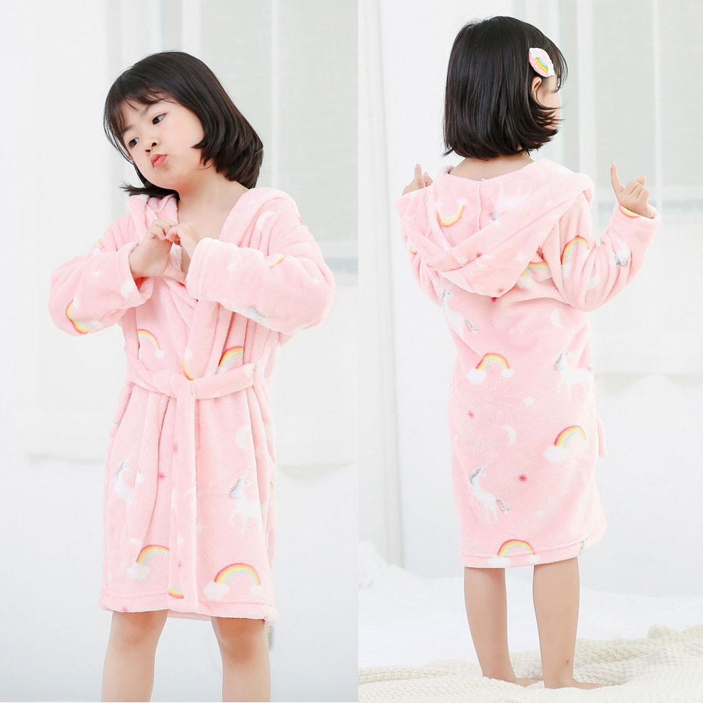 Fleece Hooded Bathrobe For Baby Boys And Girls