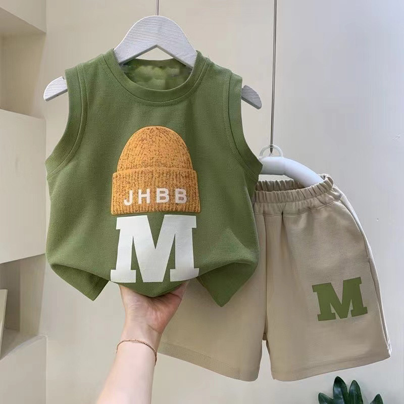 Cool Summer Sleeveless T-Shirt And Shorts Set For Boys