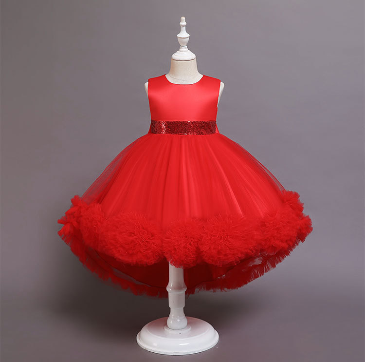 Sleeveless Party/Birthday Dress With Ball Flower Trail For Girls