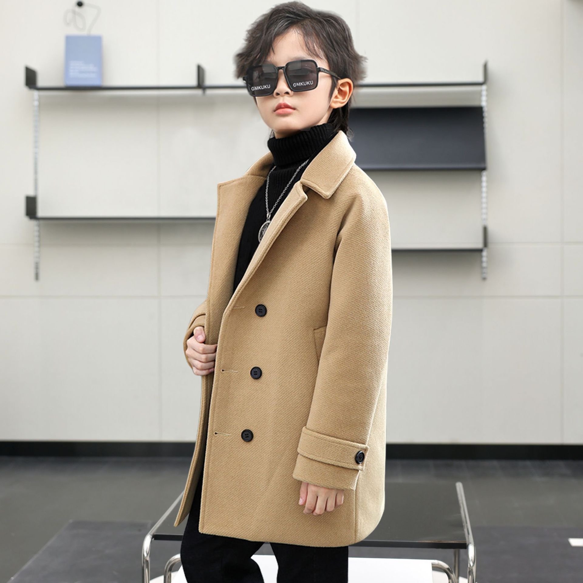 Boys Premium Quality Mid Length Formal Blazer Coat For Winter