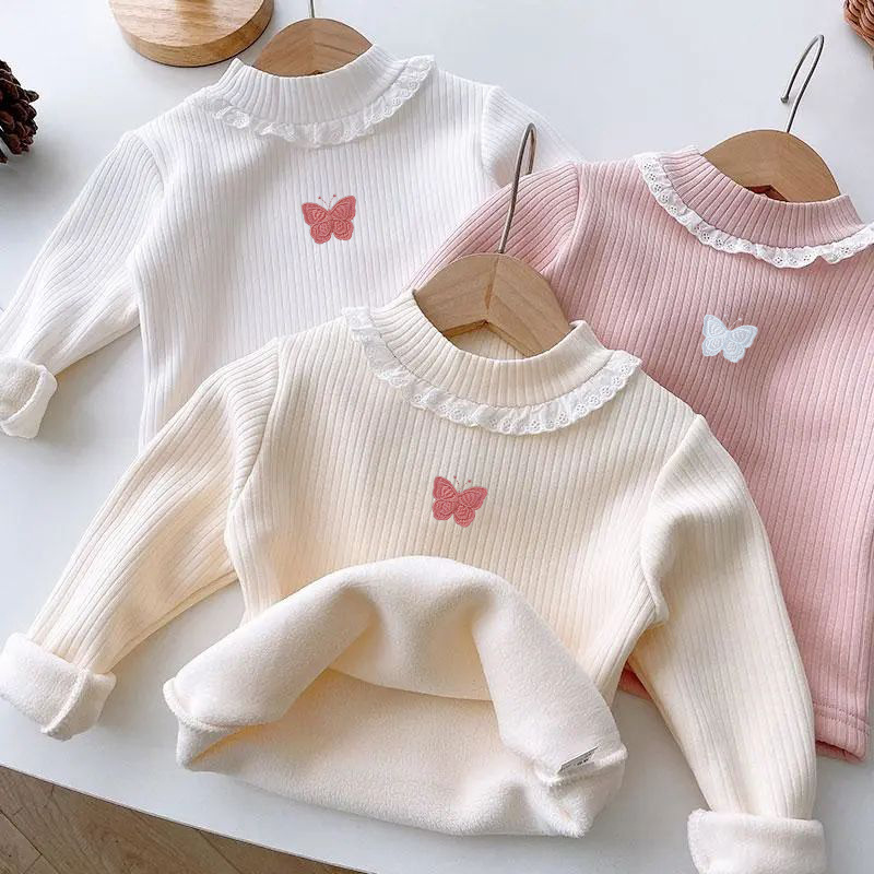 Fleece Lined Basic Winter Warm Tshirt For Girls