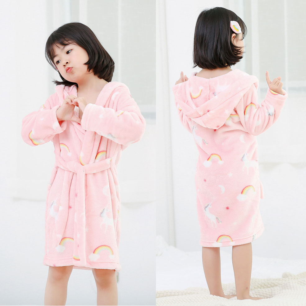 Hooded Soft Fleece Bathrobe For Baby Boys And Girls