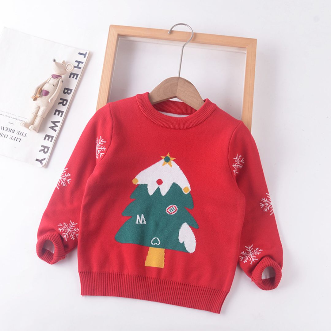 Red Sweater With Christmas Tree For Kids