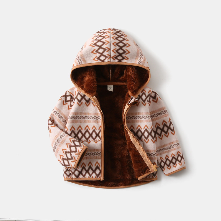 Winter Fleece Polar Hooded Jacket With Fur Inside For Kids 