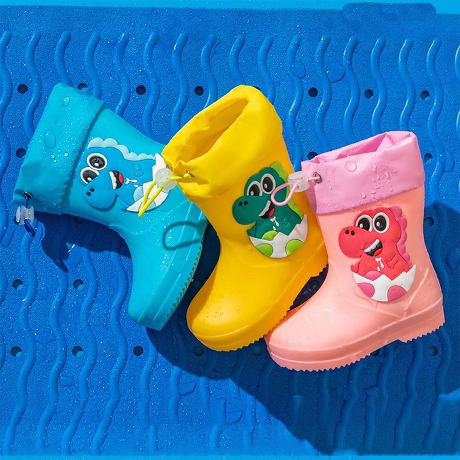 Cartoon Printed Rain Boots With Elastic Mouth For Kids