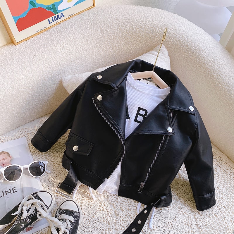 Leather Style Jacket For Baby Boys And Girls For Spring, Autumn And Winter
