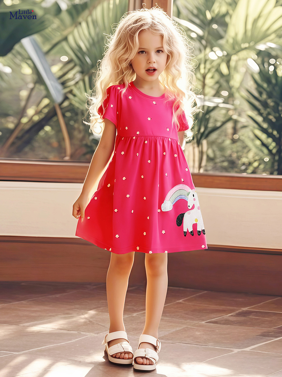 Summer Pink Cotton Soft Casual One Piece For Girls