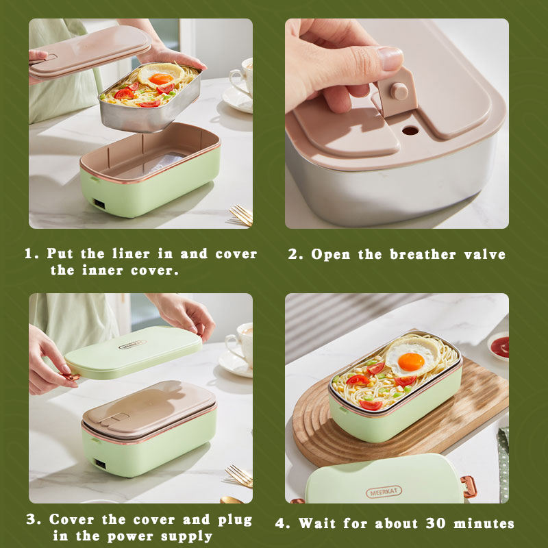 Waterless, Heating Stainless Steel Electric Lunch Box - 3