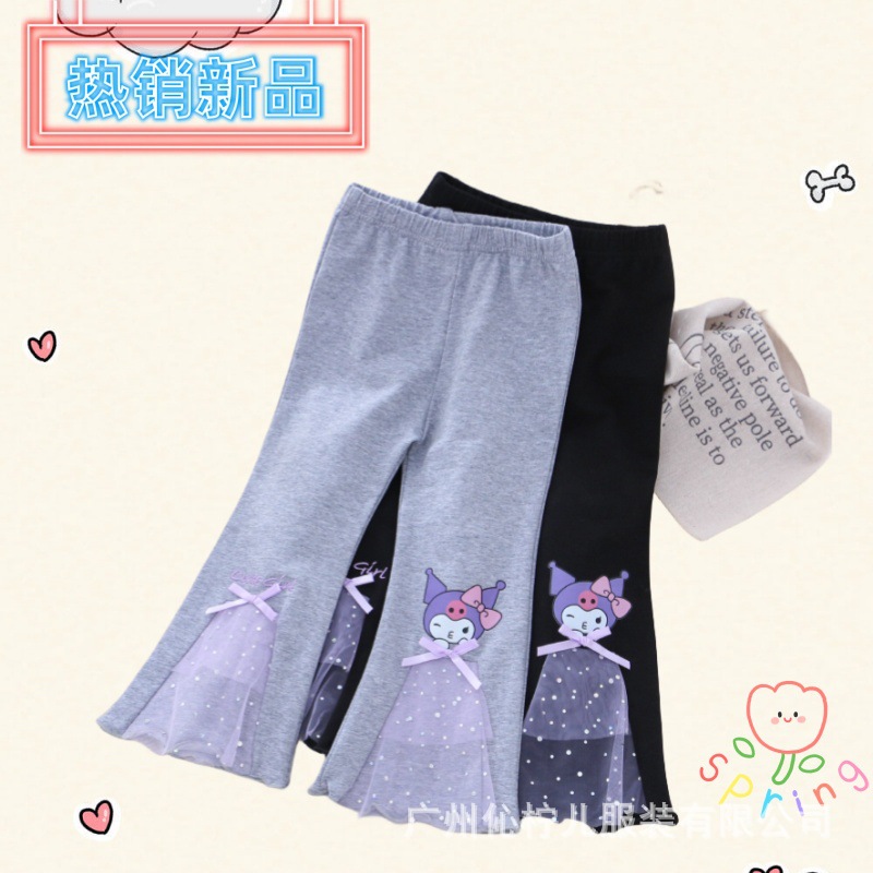 Attractive Cartoon Design Summer Flared Leggings for Girls