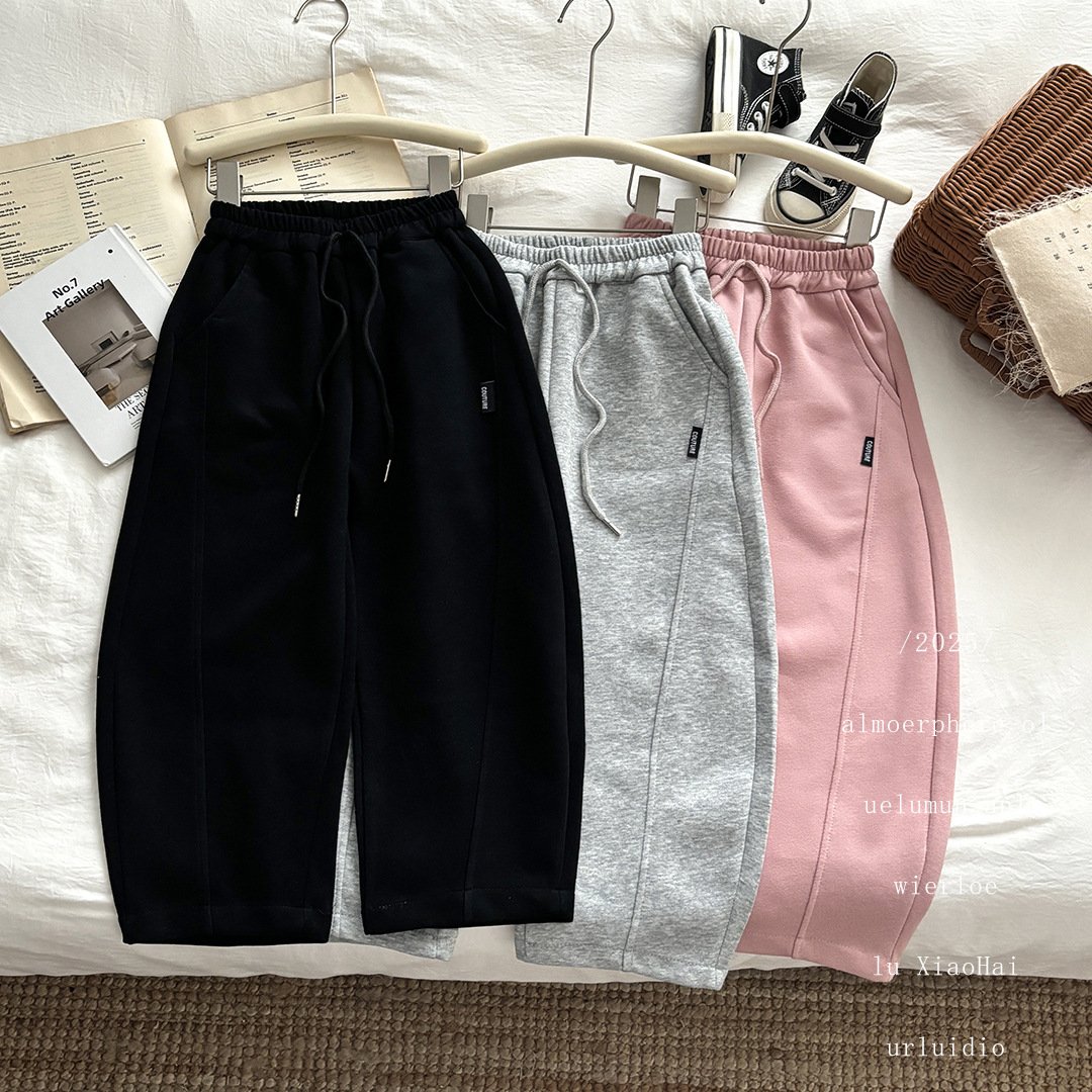 Korean Style Unisex Curved Knife Design Sweatpants For Kids