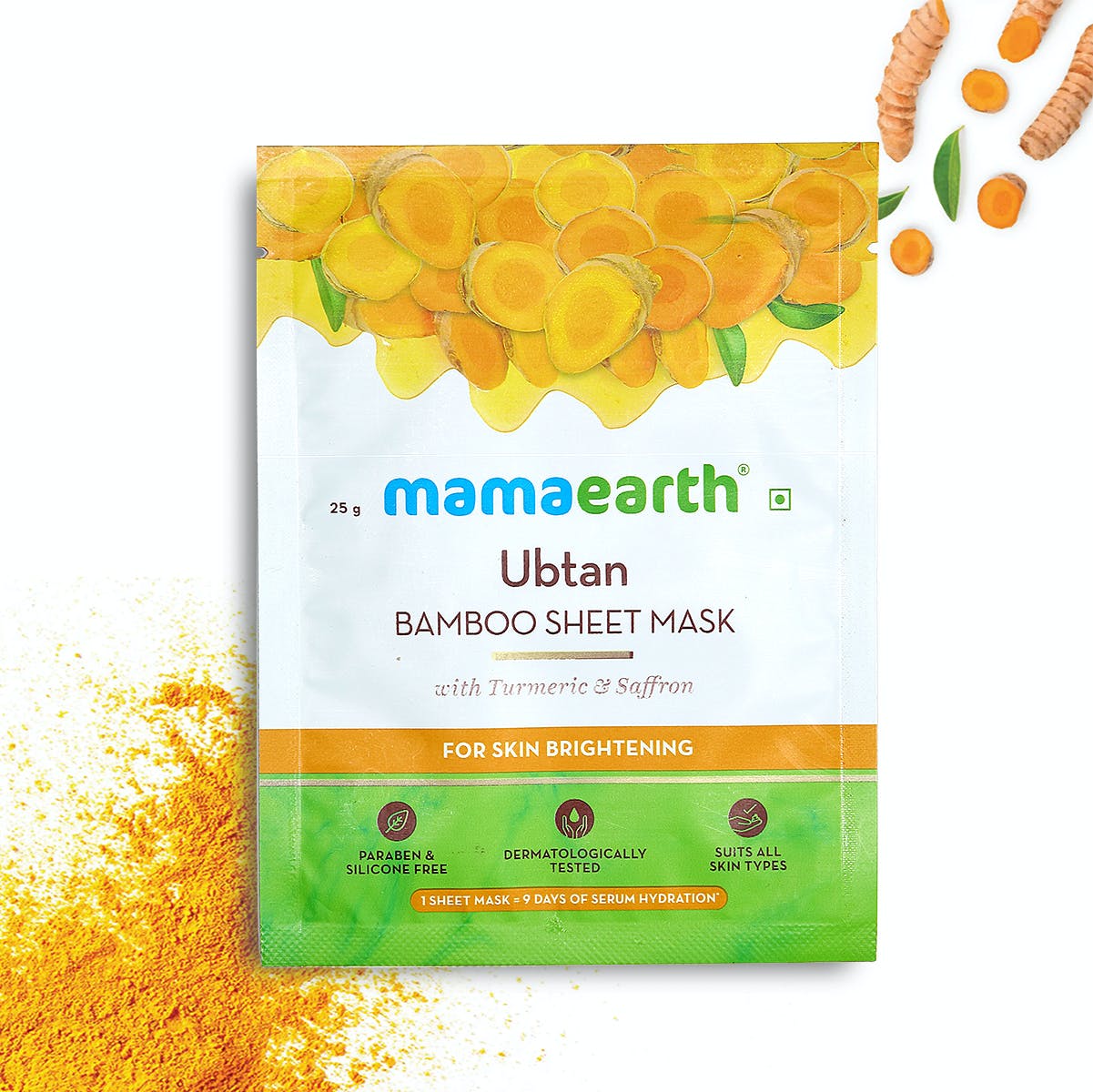 Mamaearth Ubtan Bamboo Sheet Mask with Turmeric & Saffron 25g